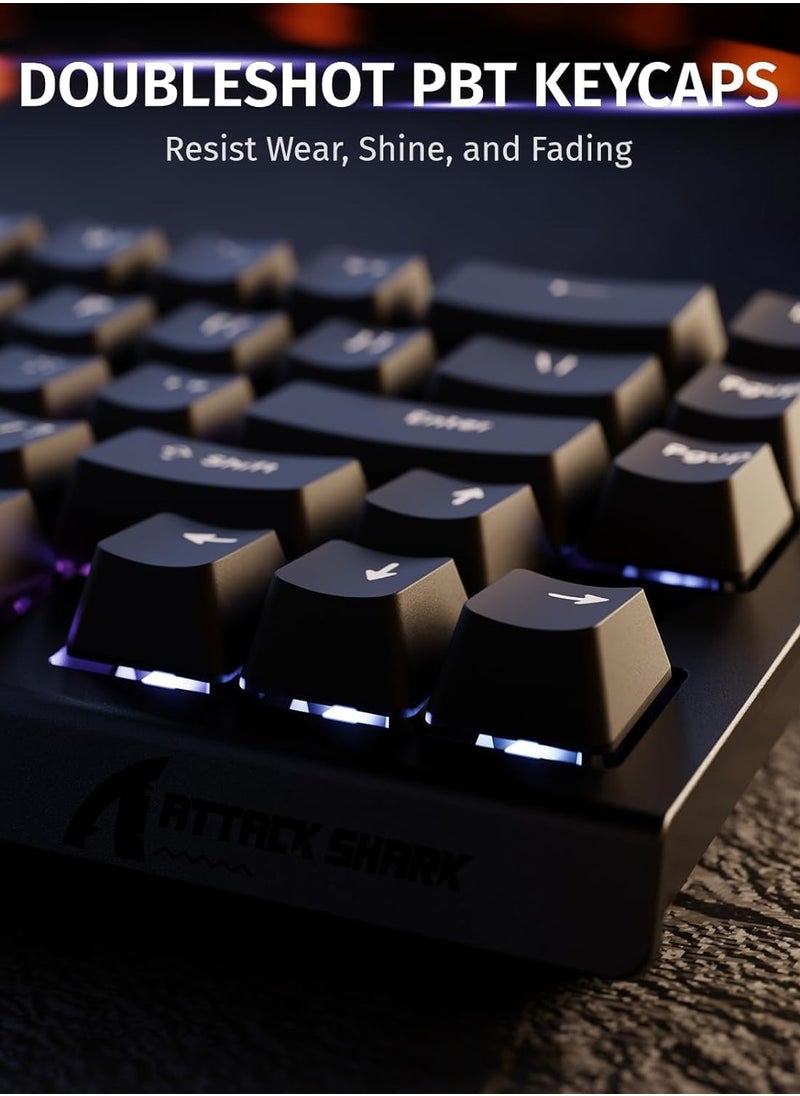 Attack Shark - X68 HE Rapid Trigger Mechanical Gaming Keyboard 60% Wired TKL with Adjustable Actuation,Hall Effect Magnetic Switch,8KHz Polling Rate,RGB Backlit,Top Mount,Side Printed Keycap(Black) - Image 1