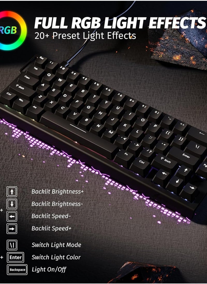 Attack Shark X68 HE Rapid Trigger Mechanical Gaming Keyboard 60% Wired TKL with Adjustable Actuation,Hall Effect Magnetic Switch,8KHz Polling Rate,RGB Backlit,Top Mount,Side Printed Keycap(Black)  - Image 5