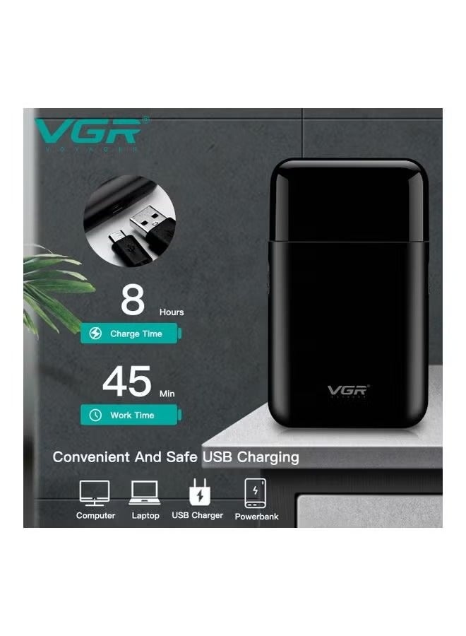 في جي آر VGR V-390 ماكينة حلاقة شعر ولحية لاسلكية احترافية للرجال – شفرات دقيقة، قابلة لإعادة الشحن، منخفضة الضوضاء، إعدادات طول متعددة - Image 2