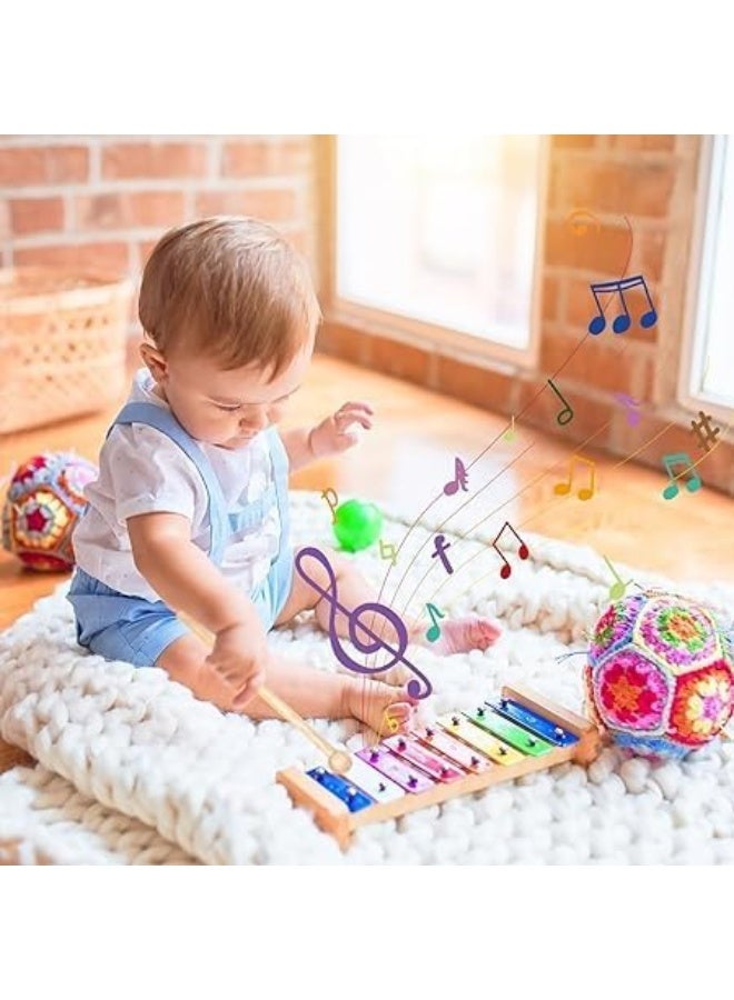 MegArya 8 Tones Wooden Colourful Xylophone with 2 Hammers - Musical Instrument for Children - Image 2