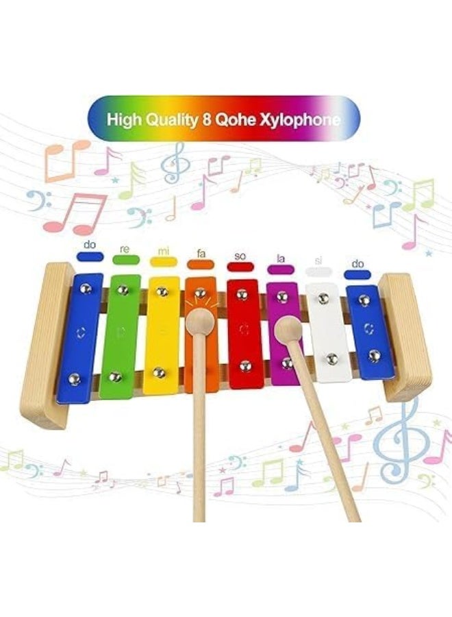 MegArya 8 Tones Wooden Colourful Xylophone with 2 Hammers - Musical Instrument for Children - Image 5