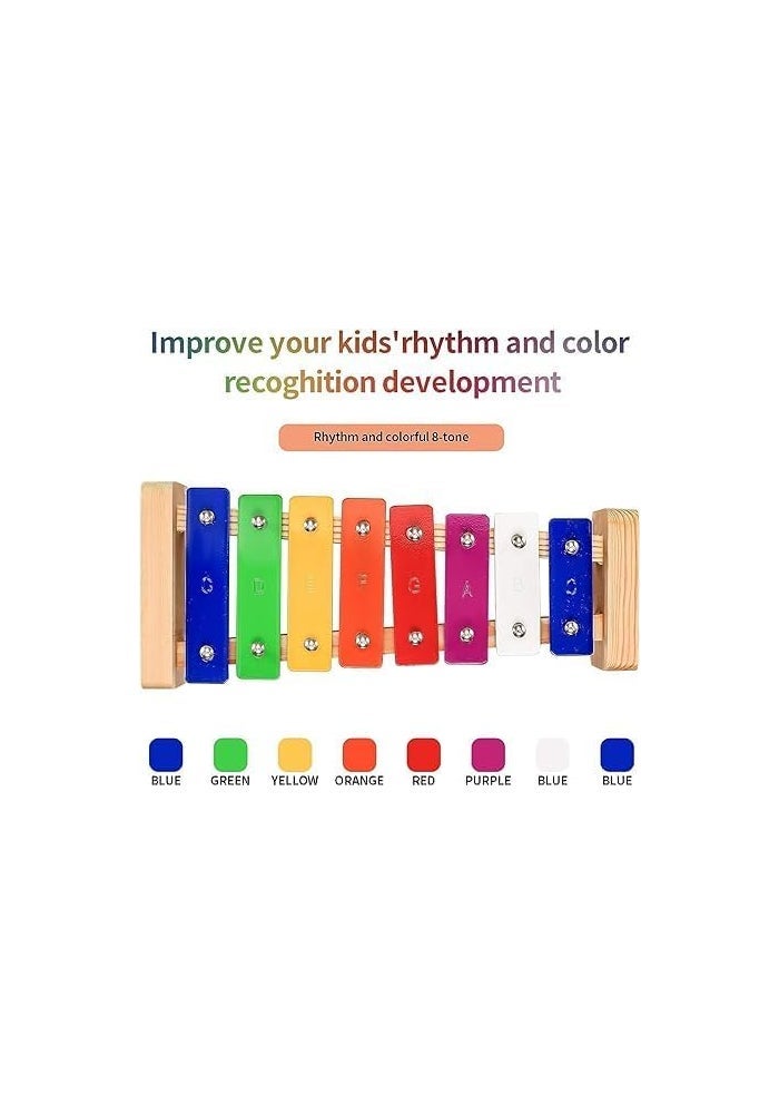 MegArya 8 Tones Wooden Colourful Xylophone with 2 Hammers - Musical Instrument for Children - Image 3