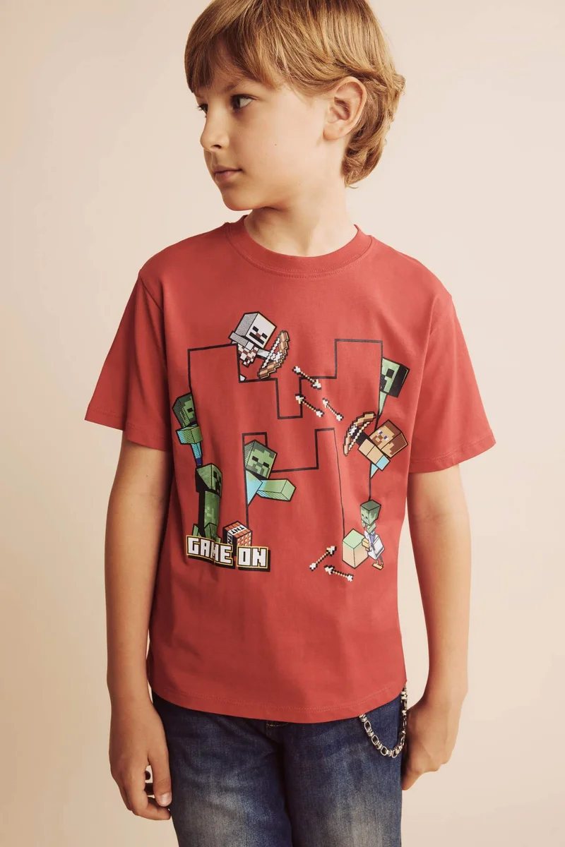 ديفاكتو Oversize Fit Minecraft Licensed Short Sleeve T-Shirt