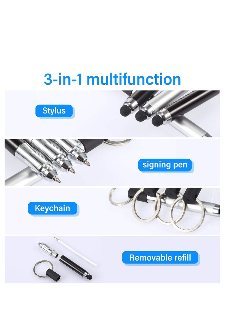 Y&D - 3 Pieces Mini Stylus Pen with Keyring Loop 3-In-1 Accessory Bullet Capacitive Keychain Tablet Touchscreen - Image 1