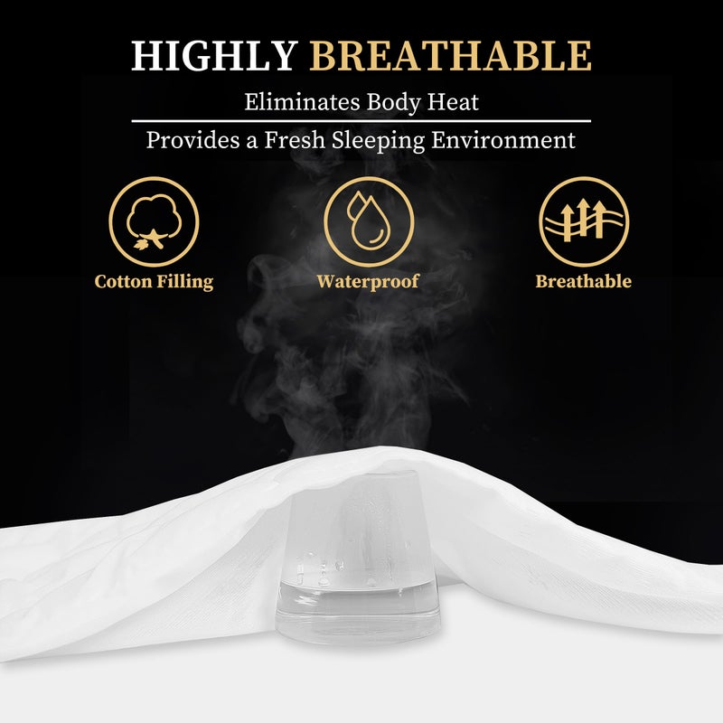 Safe and Sound Full Quilted Fitted Waterproof Mattress Pad, Breathable Premium Soft Filling Mattress Protector, 8-21 Inches Deep Pocket Noiseless Mattress Cover (White) - Image 5