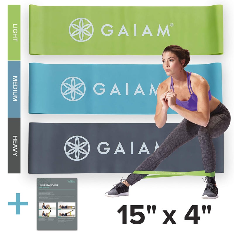 Gaiam Restore Loop Band Kit,Set of 3, Light, Medium,Heavy Lower Body Loop Resistance Bands for Legs and Booty Exercises & Workouts,15"x 4"Bands - Image 2