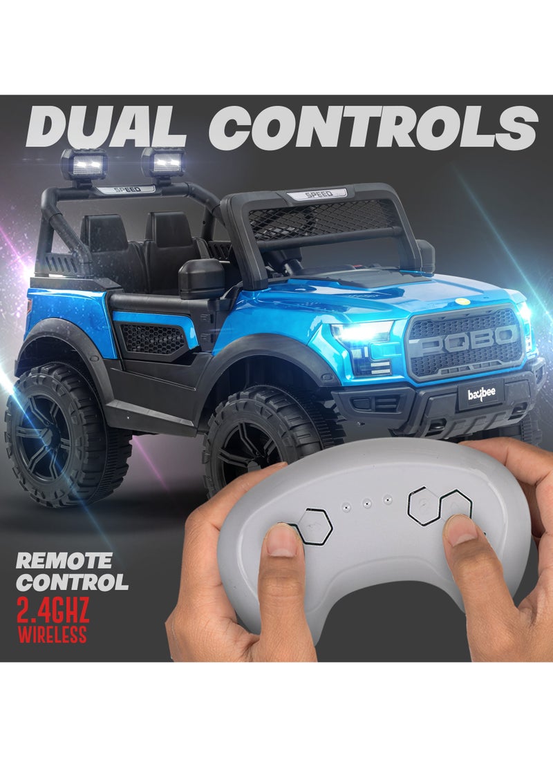 BAYBEE Bronco Battery Operated Jeep for Kids Rechargeable Battery Car for Kids with Music Led Light Ride On Kids Car Jeep Racing Baby Car Electric Car for Kids Children 2 to 7 Years Boy Girl Blue  - Image 3
