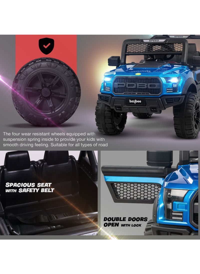 BAYBEE Bronco Battery Operated Jeep for Kids Rechargeable Battery Car for Kids with Music Led Light Ride On Kids Car Jeep Racing Baby Car Electric Car for Kids Children 2 to 7 Years Boy Girl Blue  - Image 4