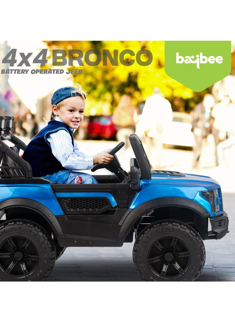 BAYBEE Bronco Battery Operated Jeep for Kids Rechargeable Battery Car for Kids with Music Led Light Ride On Kids Car Jeep Racing Baby Car Electric Car for Kids Children 2 to 7 Years Boy Girl Blue  - Image 2