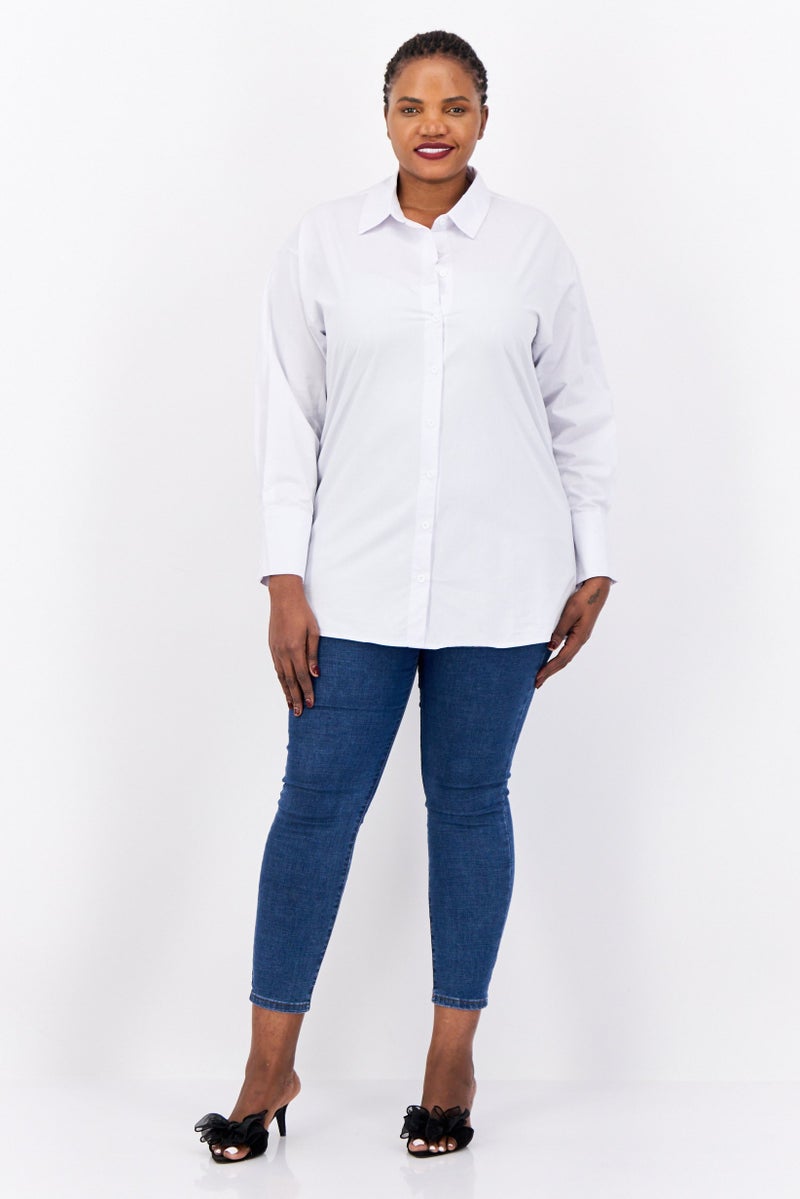 PUBLIC DESIRE Women Curve Fit Solid Shirt Dress, White - Image 3