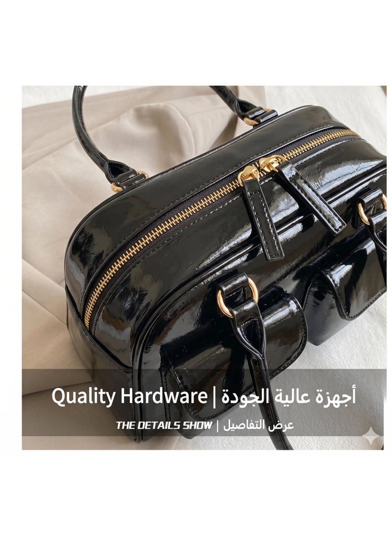 Flossie Crossbody bag, black, 28 x 10 x 15 cm, versatile leather, lightweight and stylish, 2026 new release, spacious and versatile, lightweight and stylish - Image 3
