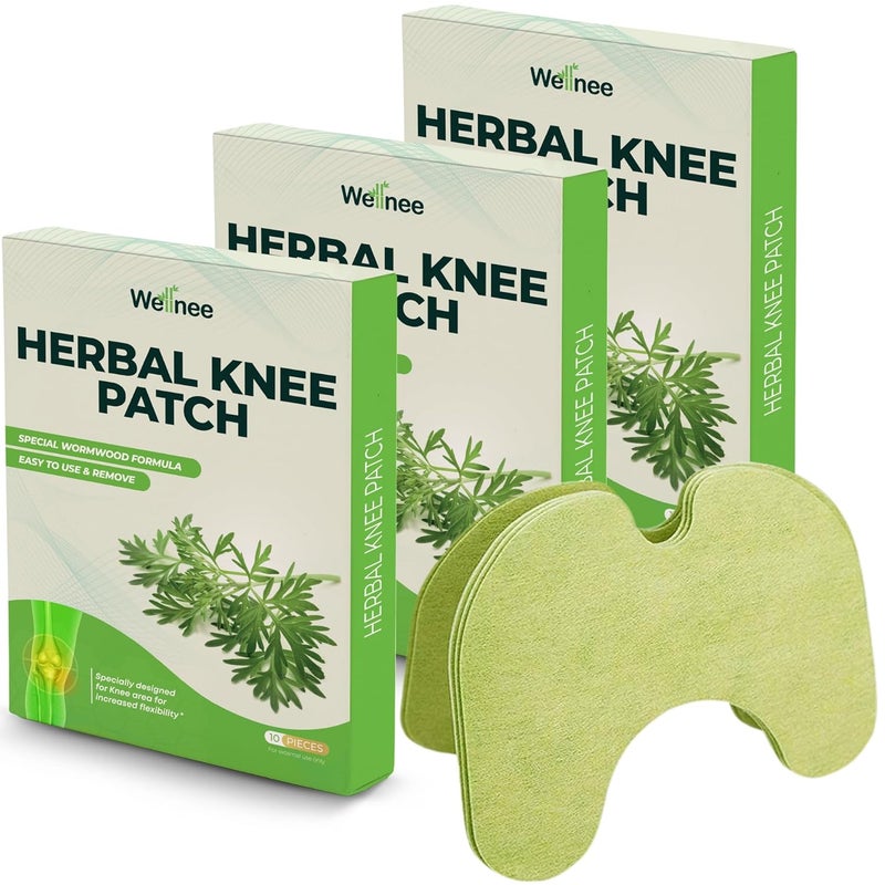 Wellnee Original Herbal Knee Patch  Wellknee Plaster for Knee Support  Muscle Pain  Maximum Strength for a Temporary Relief  Adhesive Heat Patches Made with Natural Herbs for Wellness 30 Pads - Image 1