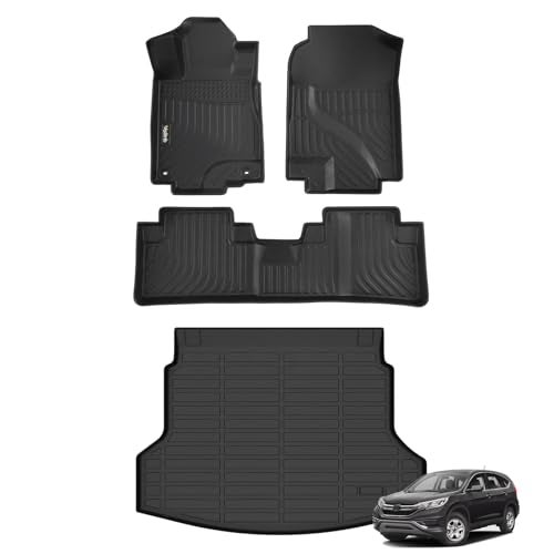 Wailtnb Car Floor Mats Cargo Trunk Liners Custom Fit Honda CRV 20122016 Fuel Model Only All Weather Floor Liners for Honda CRV 20162012 Car Mats for CRV Accessories for CRV 20122016