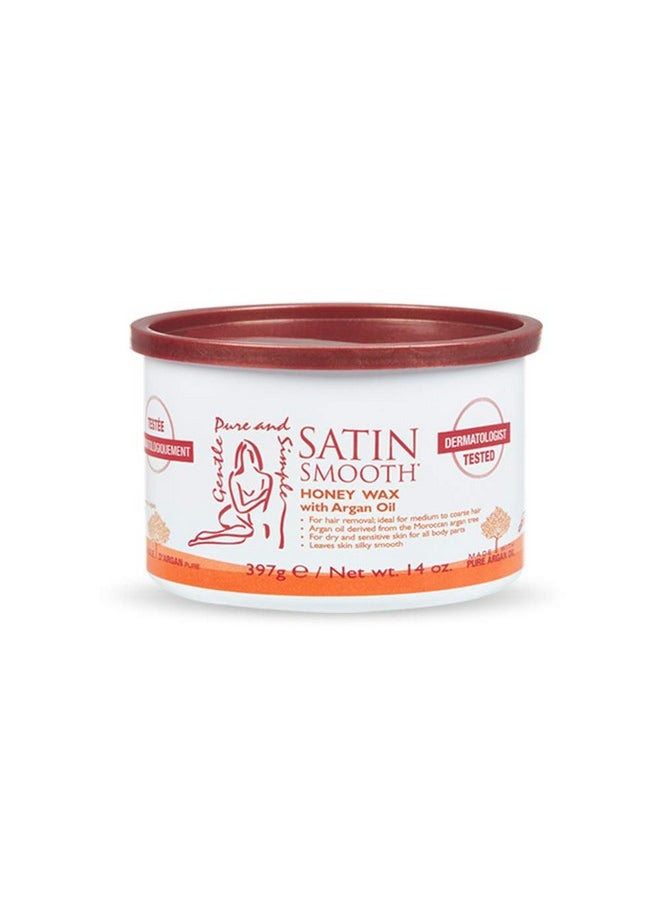 Satin Smooth Honey Hair Removal Wax With Argan Oil, For Medium To Coarse Hair, For All Body Parts, 14Oz.  - Image 1