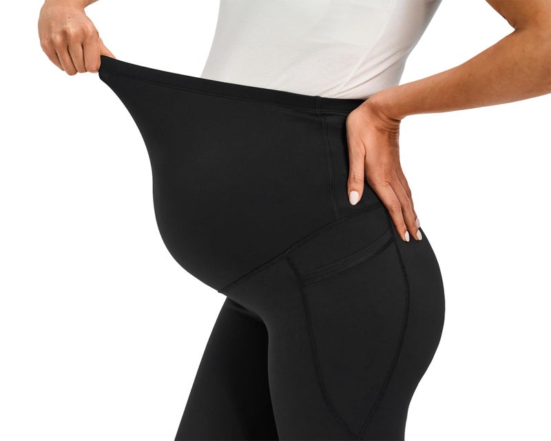 JOYSPELS Smooth Feeling Maternity Leggings Over The Belly with Pockets Workout Pregnancy Leggings Black - Image 4
