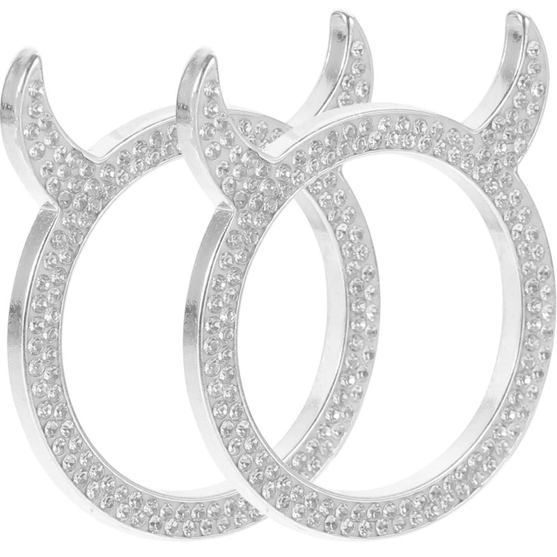 White Rhinestone Car Start Button Cover 2PCS Easy Installation Stylish Interior Upgrade Decorative Accessory - Image 2