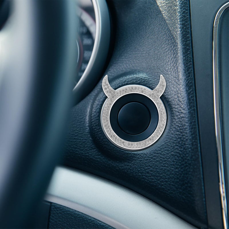 White Rhinestone Car Start Button Cover 2PCS Easy Installation Stylish Interior Upgrade Decorative Accessory - Image 5