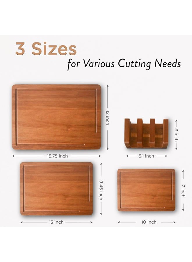 MAJURI Acacia wood Cutting Board – 11 PCS set, Extra large wood cutting boards with holder, Deep Juice Grooves, Cutting boards non toxic for kitchen, Charcuterie Boards, Ideal Gift for Birthday, Housewarming - Image 3