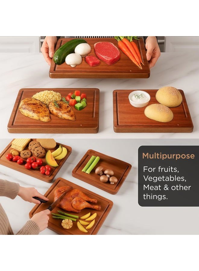 MAJURI Acacia wood Cutting Board – 11 PCS set, Extra large wood cutting boards with holder, Deep Juice Grooves, Cutting boards non toxic for kitchen, Charcuterie Boards, Ideal Gift for Birthday, Housewarming - Image 5