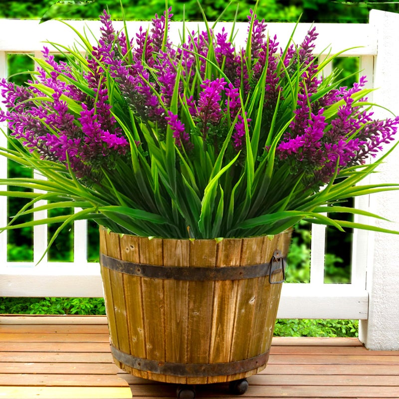 TSTWETO Artificial Plants Outdoor 20 Pcs Fake Flowers UV Resistant Outdoor Fake Plants Lavender Artificial Flowers Plastic Fake Faux Flowers Shrubs for Home Porch Garden Yard Window Box - Image 2