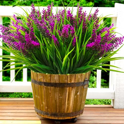 TSTWETO Artificial Plants Outdoor 20 Pcs Fake Flowers UV Resistant Outdoor Fake Plants Lavender Artificial Flowers Plastic Fake Faux Flowers Shrubs for Home Porch Garden Yard Window Box - Image 1
