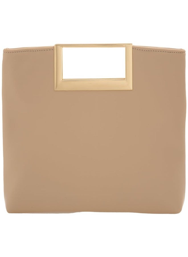 JNB Top Handle Clutch Purses for Women Evening/Formal, Fashion PU Leather Purse for Prom, Cocktail, and Wedding,Taupe - Image 1