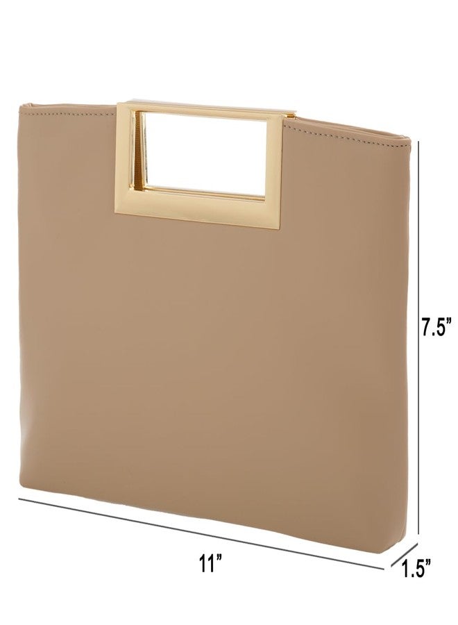 JNB Top Handle Clutch Purses for Women Evening/Formal, Fashion PU Leather Purse for Prom, Cocktail, and Wedding,Taupe - Image 3