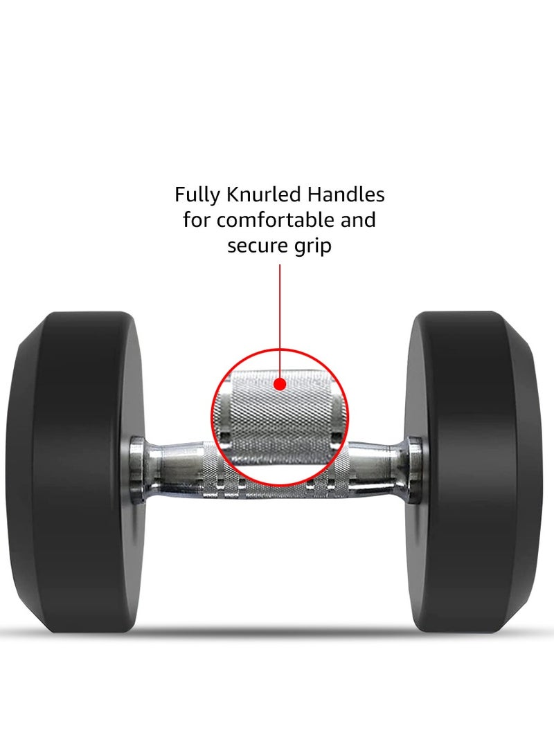 PowerMax Fitness PowerMax Fitness Rubber Coated Round Professional Dumbbell for Home Gym | dumbbell for home gym workouts| gym dumbbell | dumbbell for men-women fitness | 45kg dumbbell x 1| Black - Image 3