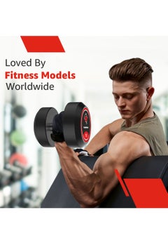 PowerMax Fitness PowerMax Fitness Rubber Coated Round Professional Dumbbell for Home Gym | dumbbell for home gym workouts| gym dumbbell | dumbbell for men-women fitness | 45kg dumbbell x 1| Black  - Image 5