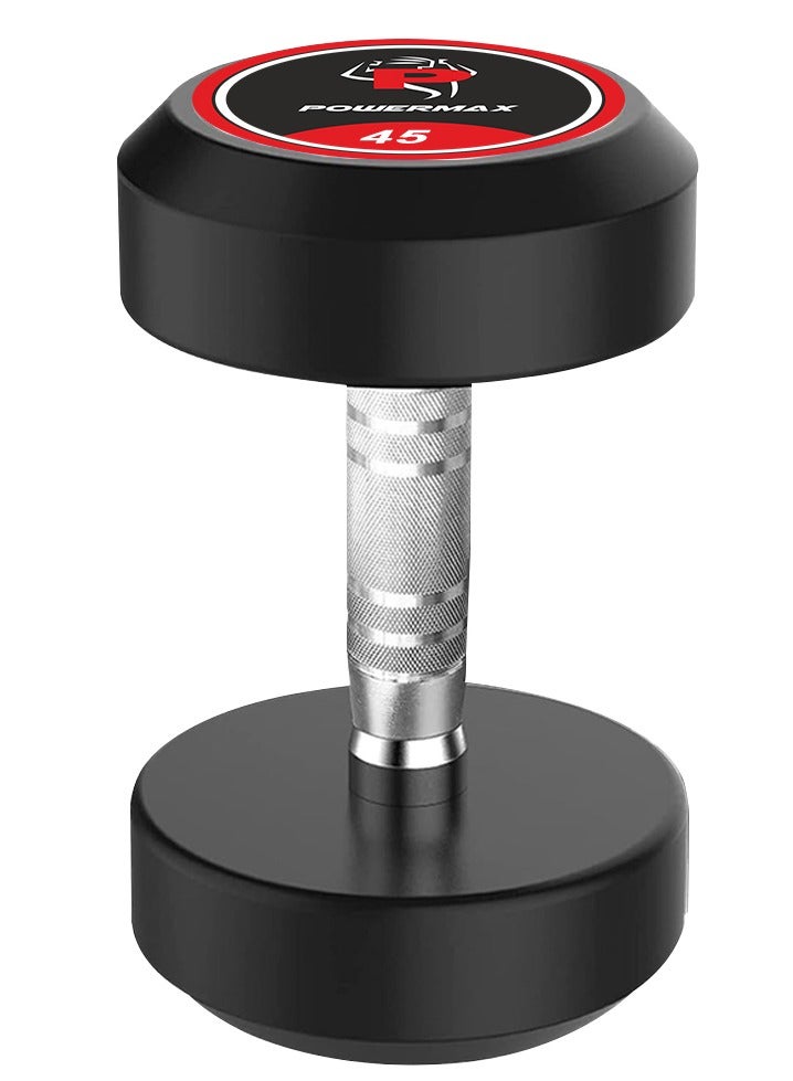 PowerMax Fitness PowerMax Fitness Rubber Coated Round Professional Dumbbell for Home Gym | dumbbell for home gym workouts| gym dumbbell | dumbbell for men-women fitness | 45kg dumbbell x 1| Black - Image 1