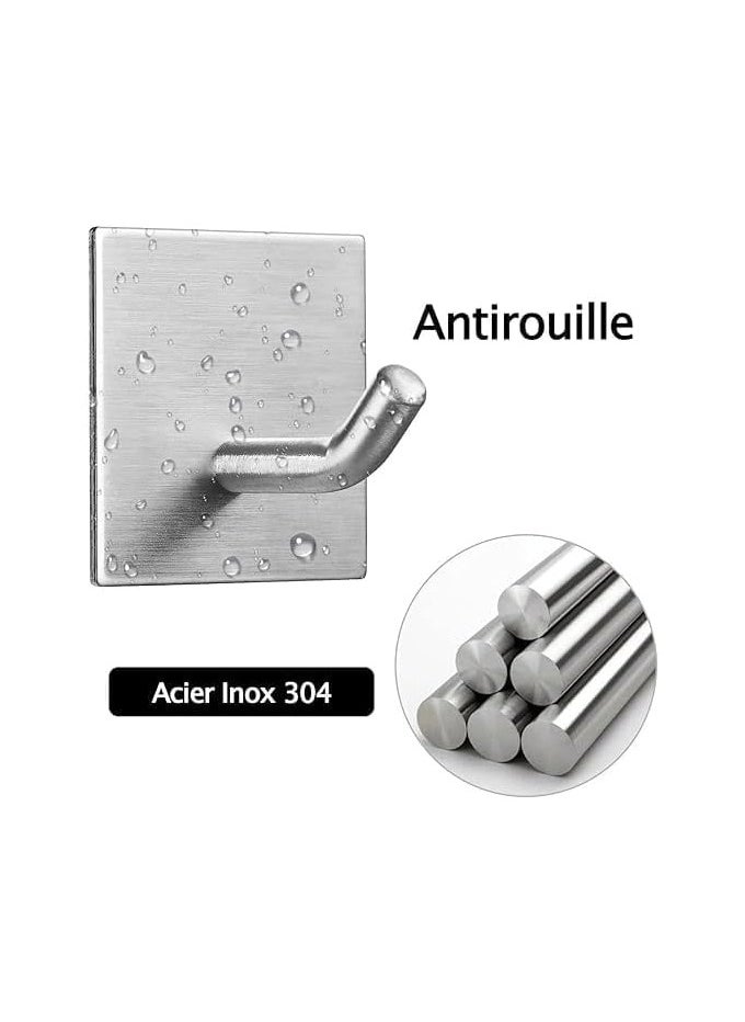 Heavy Duty Adhesive Hooks, Stick on Wall Adhesive Hangers, Strong metalic Holder, Self Adhesive Hooks for Kitchen Bathroom Home Door Towel Coat Key Robe 4 Packs Silver  - Image 2