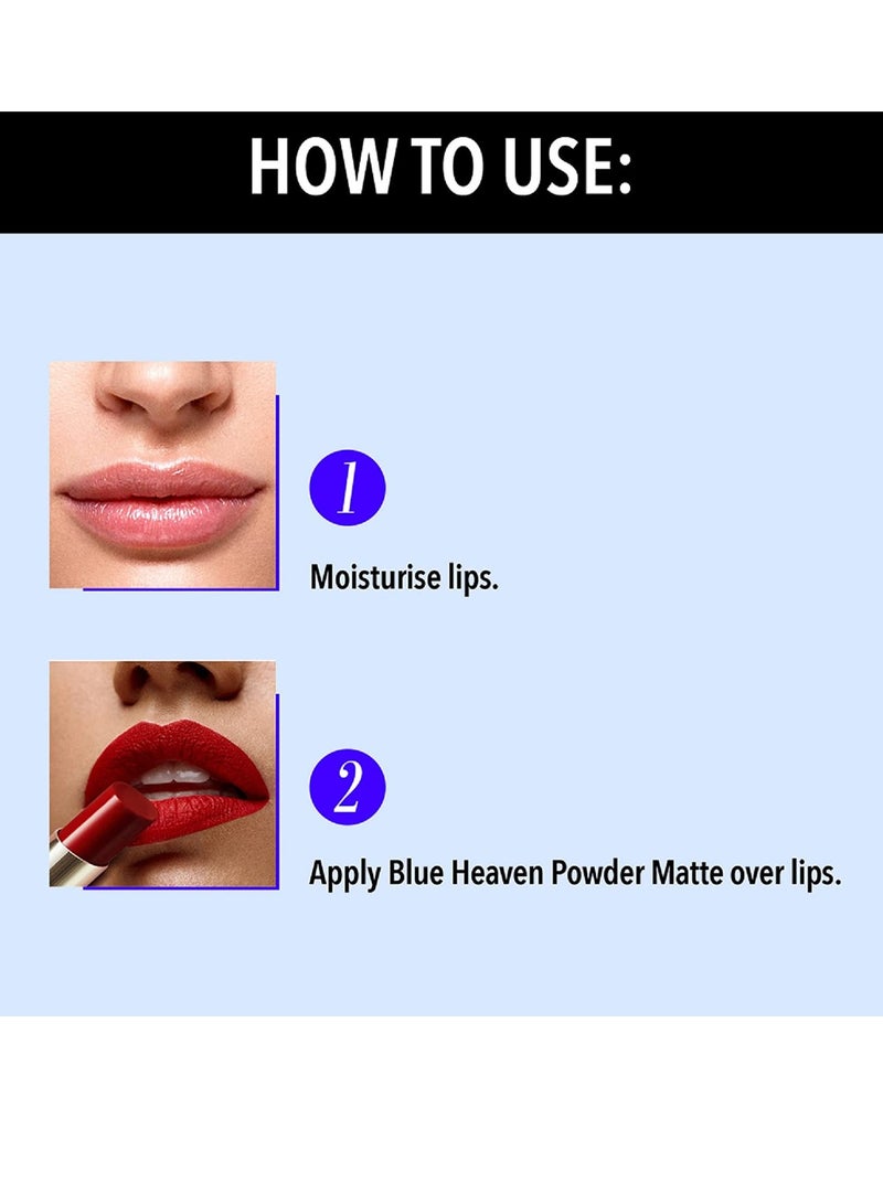 Blue Heaven Powder Matte Lipstick Fiery Orange - Image 4