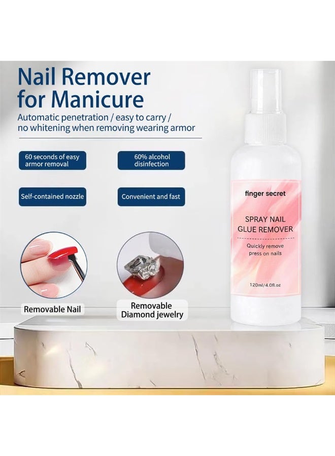 مُزيل قِماش أظافر بالرش، مُزيل قِماش أظافر للأظافر المُضْمَمة، إزالة أظافر زائفة سريعة ولطيفة مع 4 عصي برتقالي، سهلة الاستخدام في المنزل - Image 4