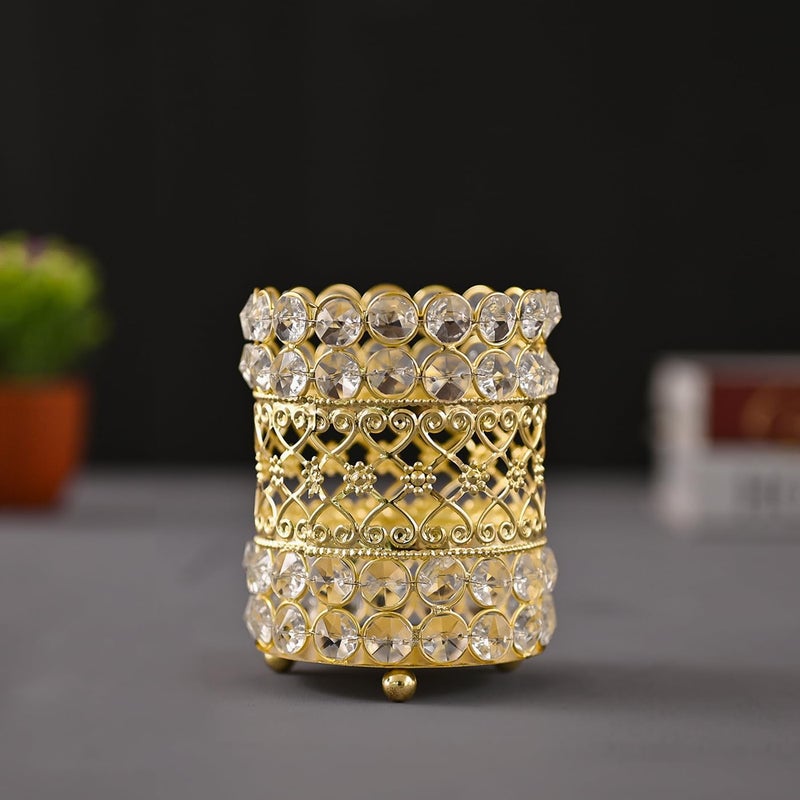 DecorTwist Crystal Tealight Candle Holder 5 Inch Height Votive Candle Holders for Home Decor Diya Diwali Decoration Lights Centerpieces for Diwali Christmas Wedding Home Party Table Decoration - Image 1