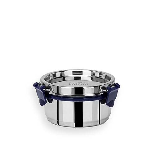 PDDFALCON EcoNxt Stainless Steel Lunch Box Set,With Airtight Lids,Easy to Clean,100% Leakproof With BIS Certified, Jindal Seal & Made In India Perfect for Office, School,Set of 1 - Navy Blue(300ml) - Image 1