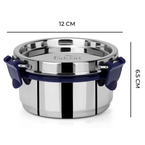 PDDFALCON EcoNxt Stainless Steel Lunch Box Set,With Airtight Lids,Easy to Clean,100% Leakproof With BIS Certified, Jindal Seal & Made In India Perfect for Office, School,Set of 1 - Navy Blue(300ml) - Image 3