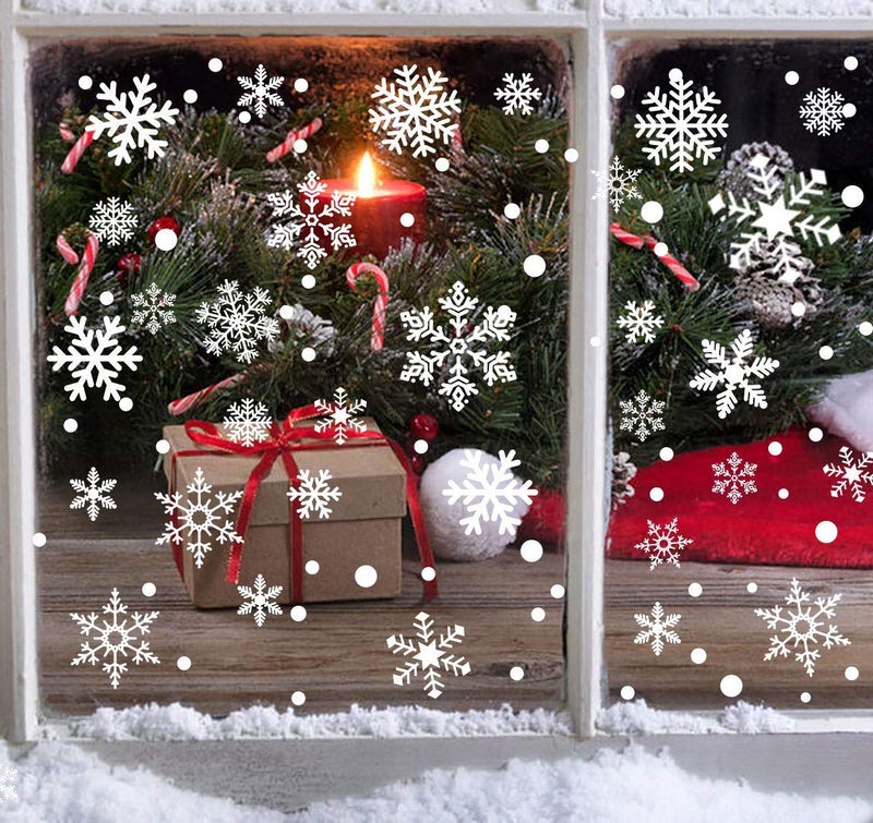 Lansian 329PCS+ Christmas White Snowflakes Window Clings Decal Stickers Ornaments for Winter Frozen New Year Party Supplies Wonderland Decorations (10 Sheets)  - Image 3