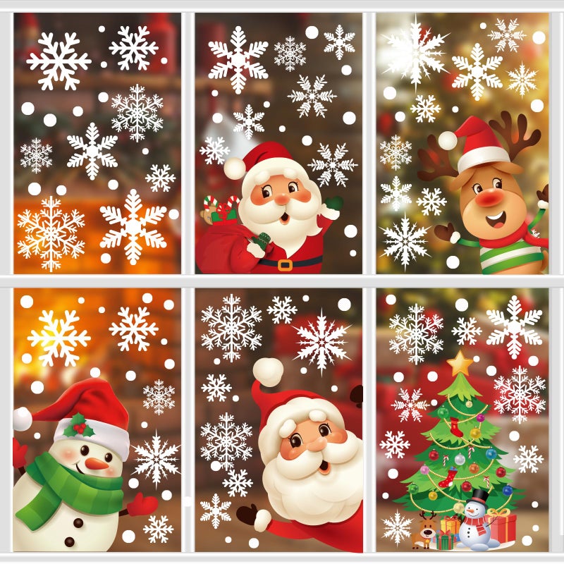 Lansian 329PCS+ Christmas White Snowflakes Window Clings Decal Stickers Ornaments for Winter Frozen New Year Party Supplies Wonderland Decorations (10 Sheets)  - Image 2