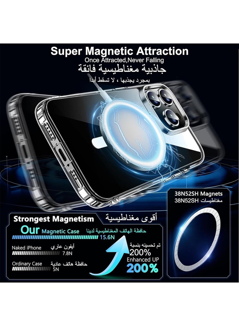جراب مغناطيسي لهاتف iPhone 16 Pro، من Magsafe - [شفاف ومضاد للاصفرار] [حماية من السقوط] [مقاوم للخدش] جراب واقٍ مغناطيسي رفيع من مادة TPU (شفاف)