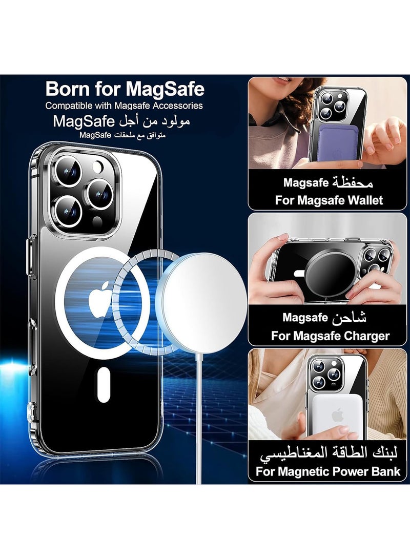 جراب مغناطيسي لهاتف iPhone 16 Pro، من Magsafe - [شفاف ومضاد للاصفرار] [حماية من السقوط] [مقاوم للخدش] جراب واقٍ مغناطيسي رفيع من مادة TPU (شفاف)