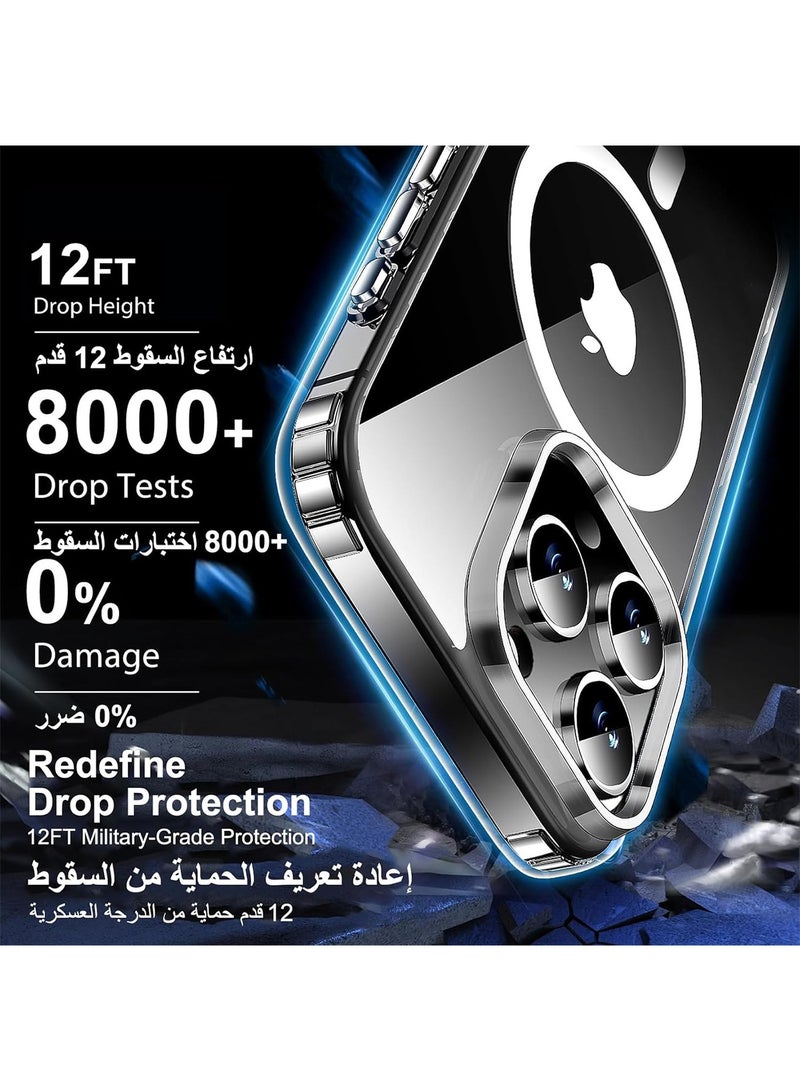 جراب مغناطيسي لهاتف iPhone 16 Pro، من Magsafe - [شفاف ومضاد للاصفرار] [حماية من السقوط] [مقاوم للخدش] جراب واقٍ مغناطيسي رفيع من مادة TPU (شفاف)