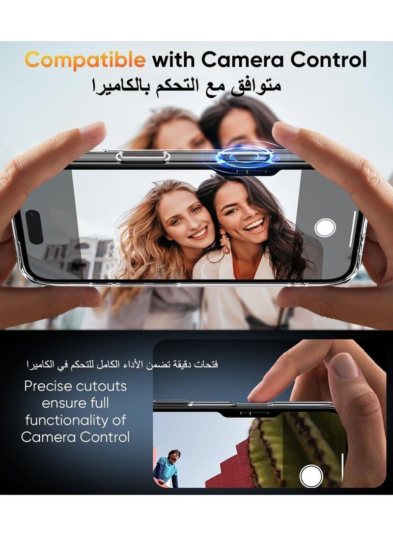 جراب مغناطيسي لهاتف iPhone 16 Pro، من Magsafe - [شفاف ومضاد للاصفرار] [حماية من السقوط] [مقاوم للخدش] جراب واقٍ مغناطيسي رفيع من مادة TPU (شفاف)