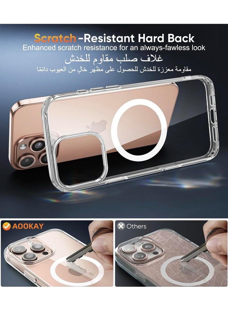 جراب مغناطيسي لهاتف iPhone 16 Pro، من Magsafe - [شفاف ومضاد للاصفرار] [حماية من السقوط] [مقاوم للخدش] جراب واقٍ مغناطيسي رفيع من مادة TPU (شفاف)