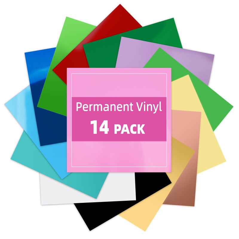 Lya Vinyl 14 Pack Glossy Permanent Vinyl Bundle Self Adhesive Vinyl Sheets for Cutting Machine Permanent Outdoor Sheets for Home Decal Mug CeramicsDIY Craft - Image 3