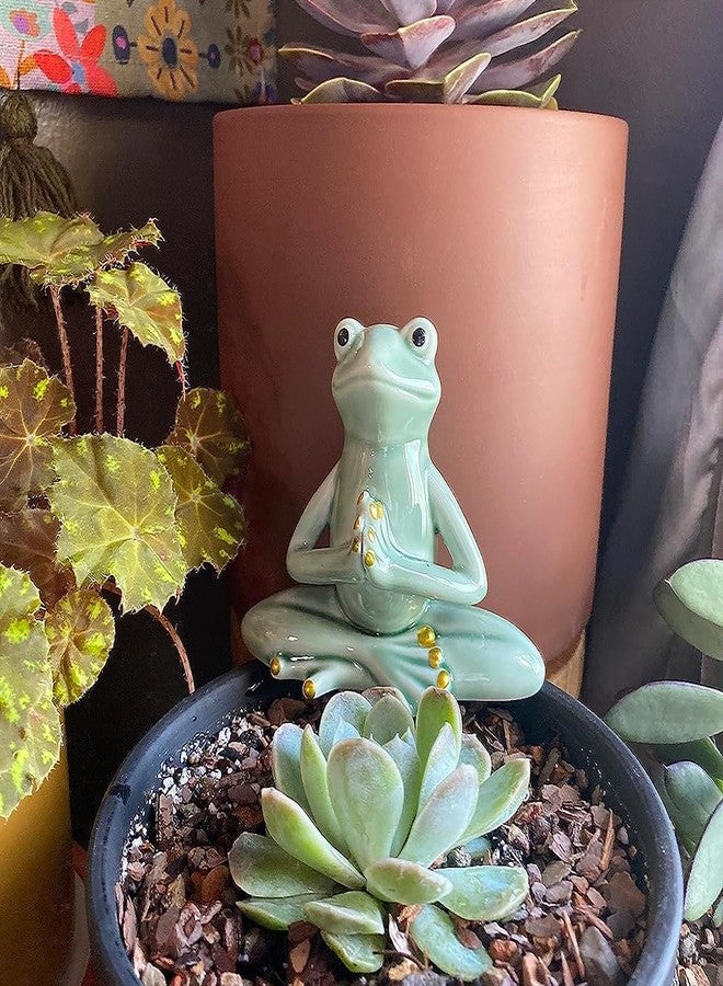 OwMell Ceramic Zen Frog Decor, Ceramic Yoga Pose Meditation Frog Staute for Home Zen Decoration - Prayer - Image 3