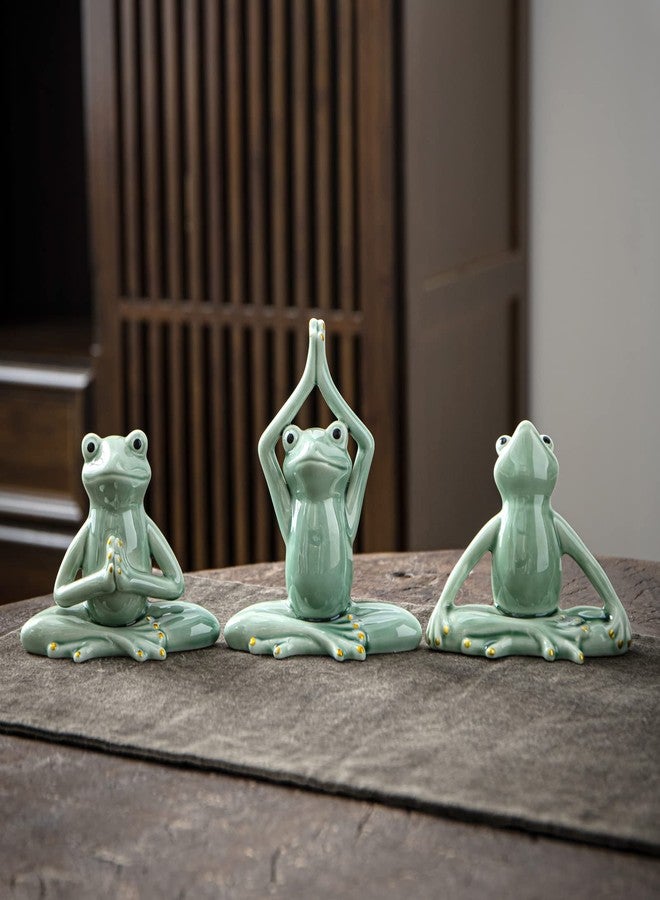 OwMell Ceramic Zen Frog Decor, Ceramic Yoga Pose Meditation Frog Staute for Home Zen Decoration - Prayer - Image 5