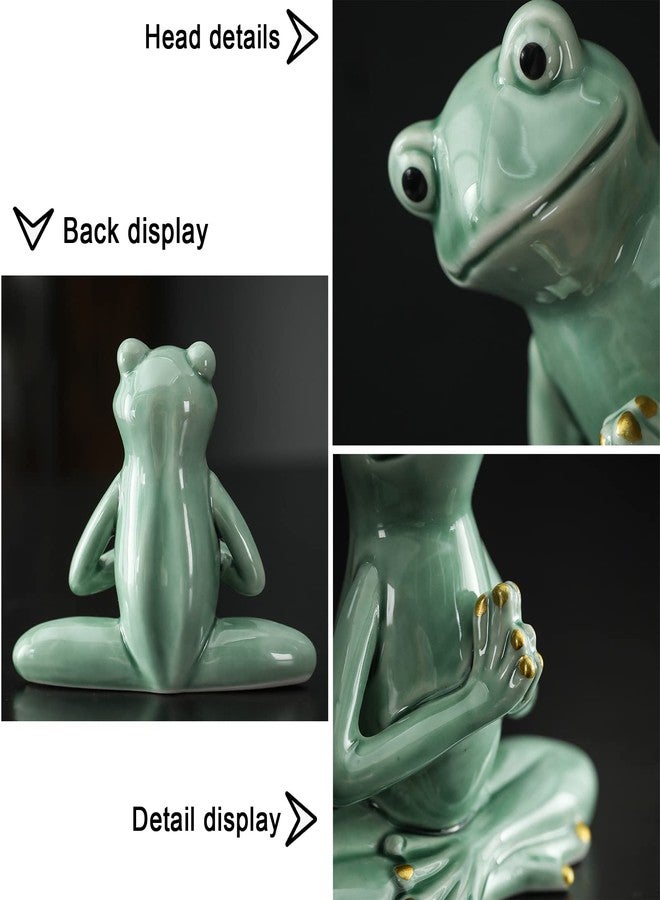 OwMell Ceramic Zen Frog Decor, Ceramic Yoga Pose Meditation Frog Staute for Home Zen Decoration - Prayer - Image 4