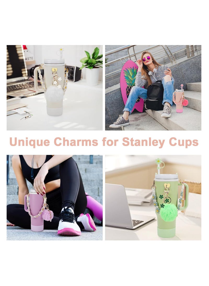 Generic Stanley Cup Accessory Set includes Water Bottle Handle Strap, Silicone Stanley Cup Protector, Silicone Straw Cover, Stanley Charm for Stanley Cup 40oz and 30oz Glass (Light Pink) - Image 3