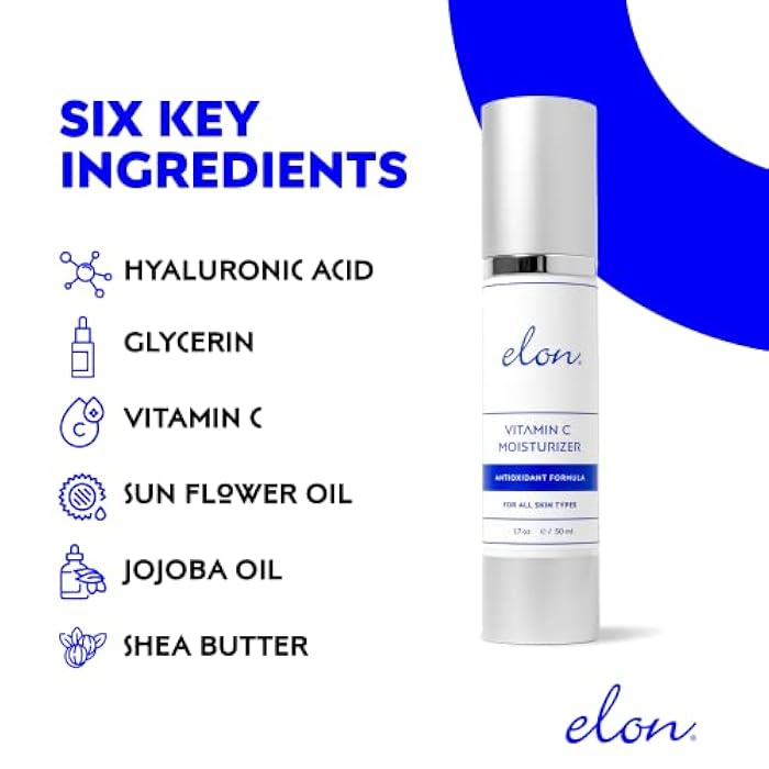 Elon Antioxidant C Moisturizer - Revitalizing Vitamin Lotion w/Vitamin E, MSM & Jojoba Oil – Vitamin Face Moisturizer For Fine Lines & Wrinkles - Suitable For All Skin Types (1.7 oz.) - Image 2