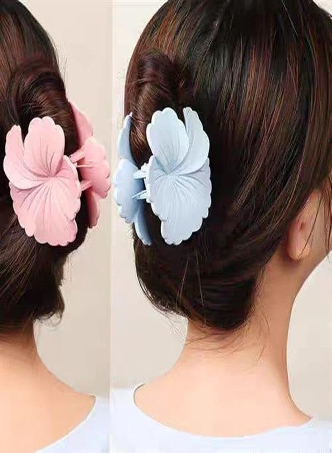 DORMITORRY 5 Pcs Pastel Hair Clips Matte Flower Claw Clips for Thick Hair Women’s Hair Accessories Set with Stylish Pastel Clutches, Secure Non-Slip Grip for Updos, Wedding, Gift - Multicolor - Image 2